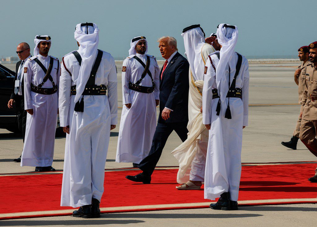 Donald Trump has landed in Qatar on his Middle East tour